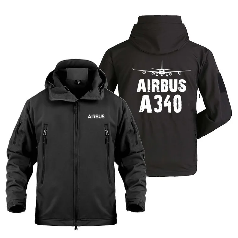 

Tactical Shark Skin Aviation Pilots Fleece Warm SoftShell Airbus A340 Aircraft Outdoor Military Hooded Men's Coats Jackets