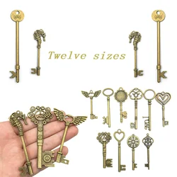 2Pcs Antique Cyan Keys Vintage Charm Pendant Set DIY Handicraft Accessories Metal Bracelets Jewelry Made For Home Decoration