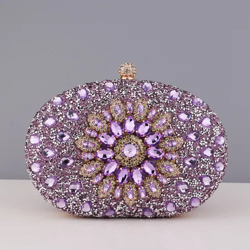 Bolsos de noche con diamantes de imitación de flores, bolso de mano de Metal para graduación, bolso de mano con diamantes y cadena, bolsos de hombro, bolso de boda para mujer