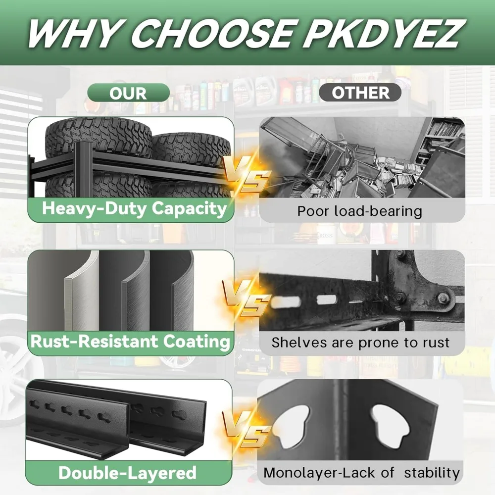 وحدة رفوف جراج عالية التحمل مكونة من 5 طبقات - سعة 3000 رطل، أرفف تخزين معدنية صناعية، رف أدوات لتنظيم المرآب