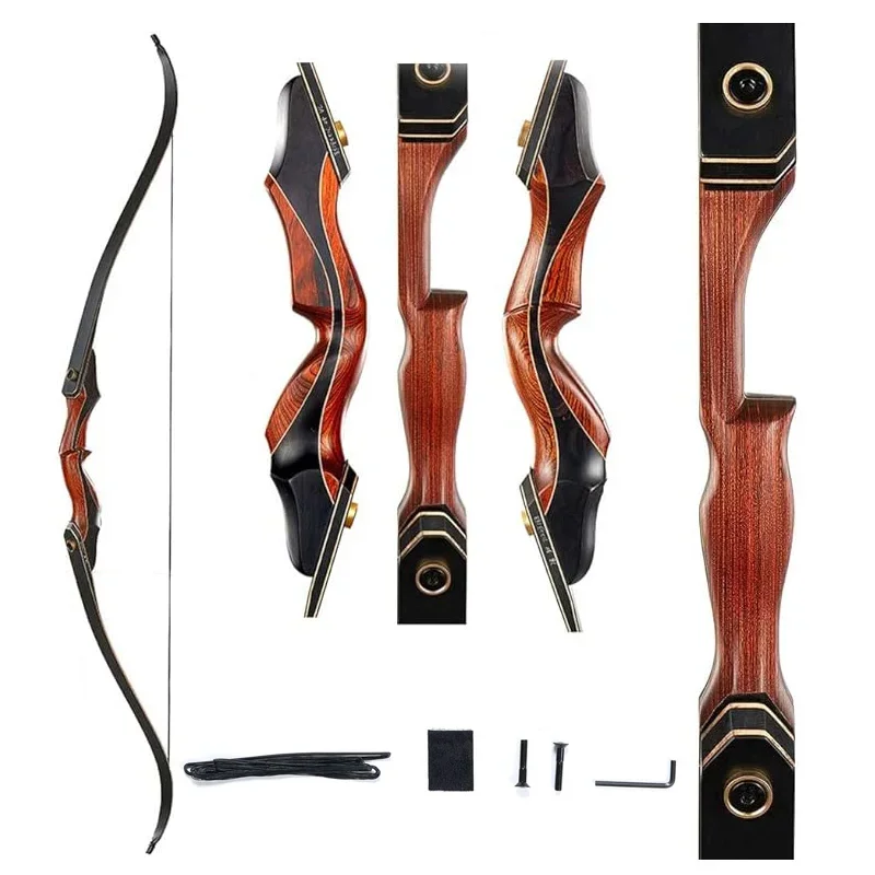 TOPARCHERY Archery 60 Inch Takedown Hunting Recurve Bow for Adults Practice Competition Longbow with Stringer Tool Right Hand