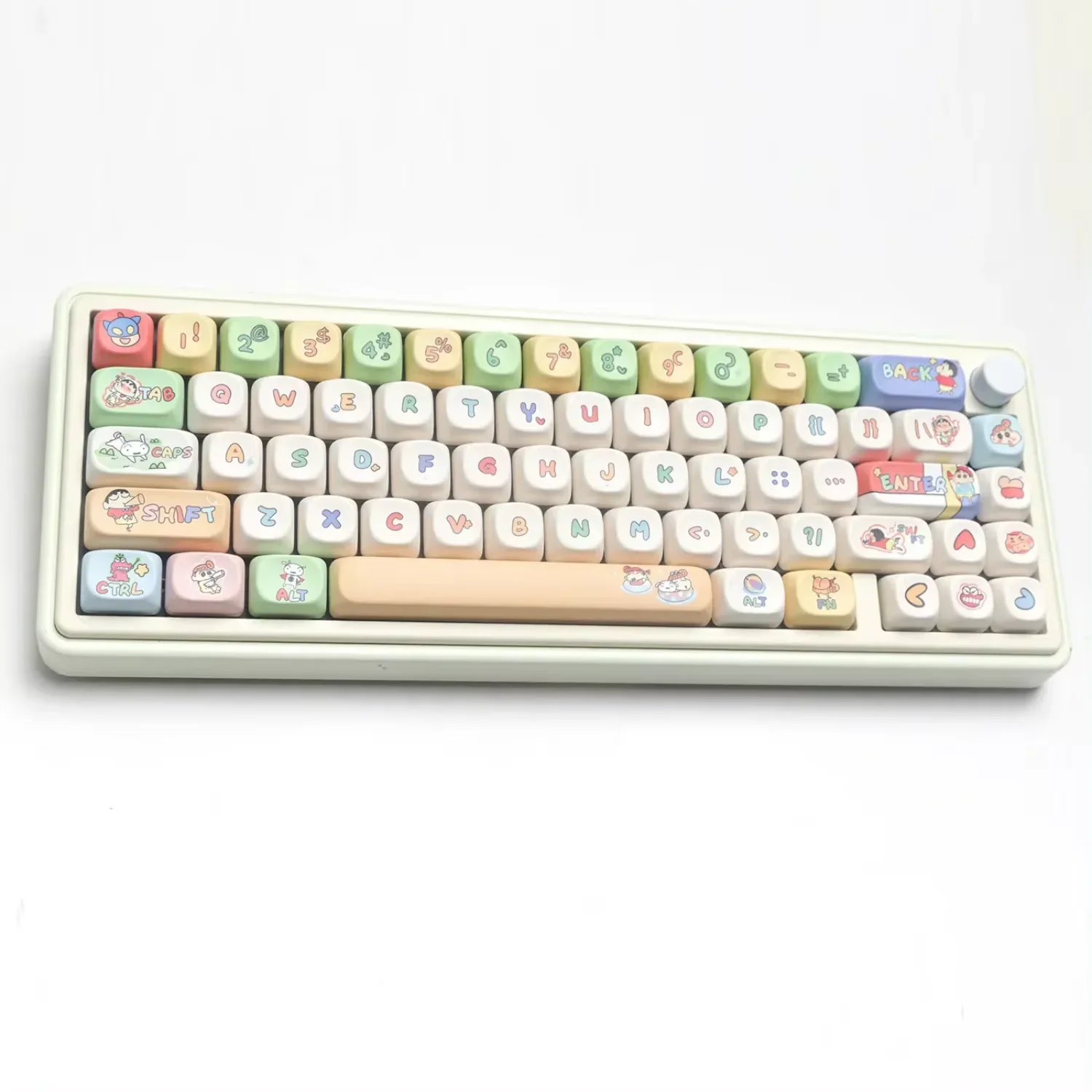 Imagem -06 - Moa-teclado Bonito Anime Crayon Teclado Mecânico Gaming Pbt 138 Teclas 60 64 84 98 108