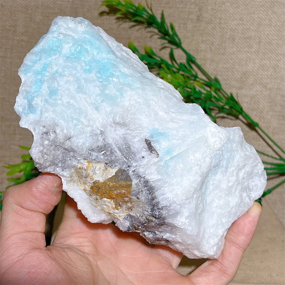 

Crystal Natural Larimar Stone Quartz Specimen Mineral Beauty Gemstones Minerals Spiritual Ornaments Home Decoration+Stand