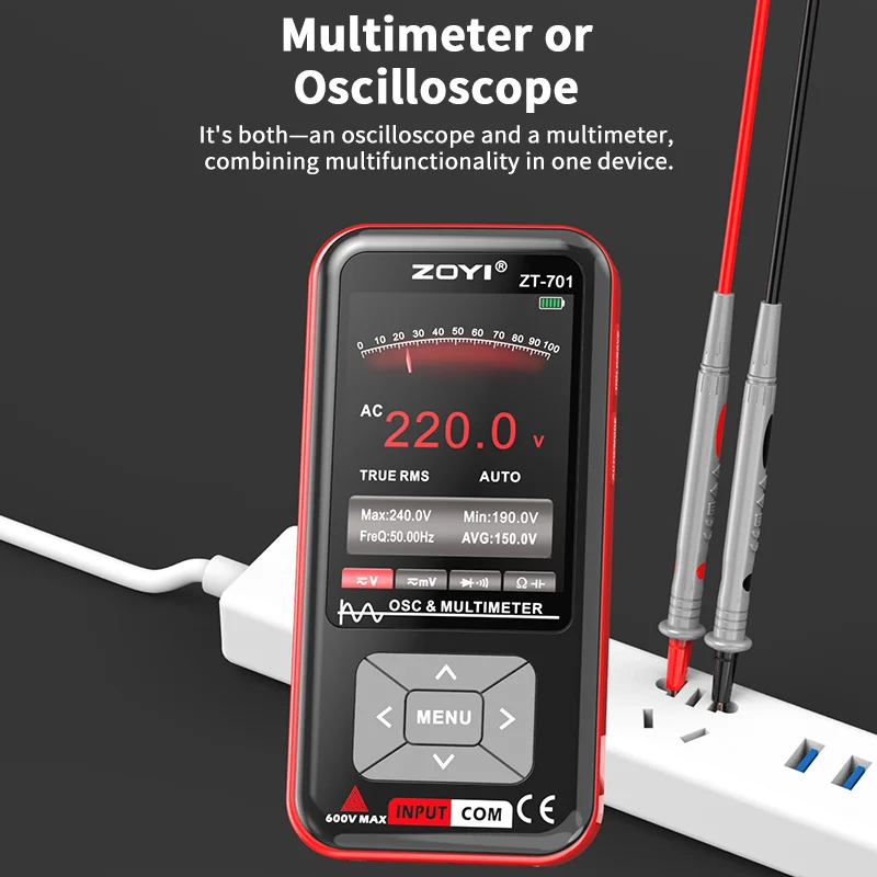 ZOYI ZT701S Portable 2 in 1 Oscilloscope Multimeter Multifunctional Electrical Test Tool 5MHz 48MSa/s Sampling