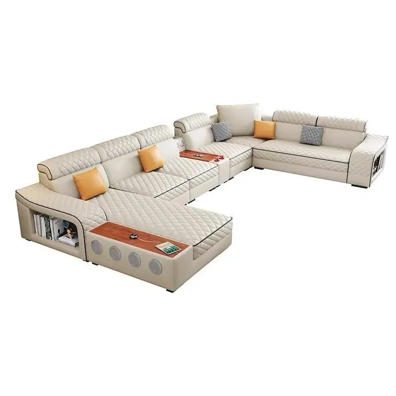 Integrated Home Theater Lounges Sectional Sofa Furniture Set Extendable Style Built-in Speakers Storage Features Room Sofa