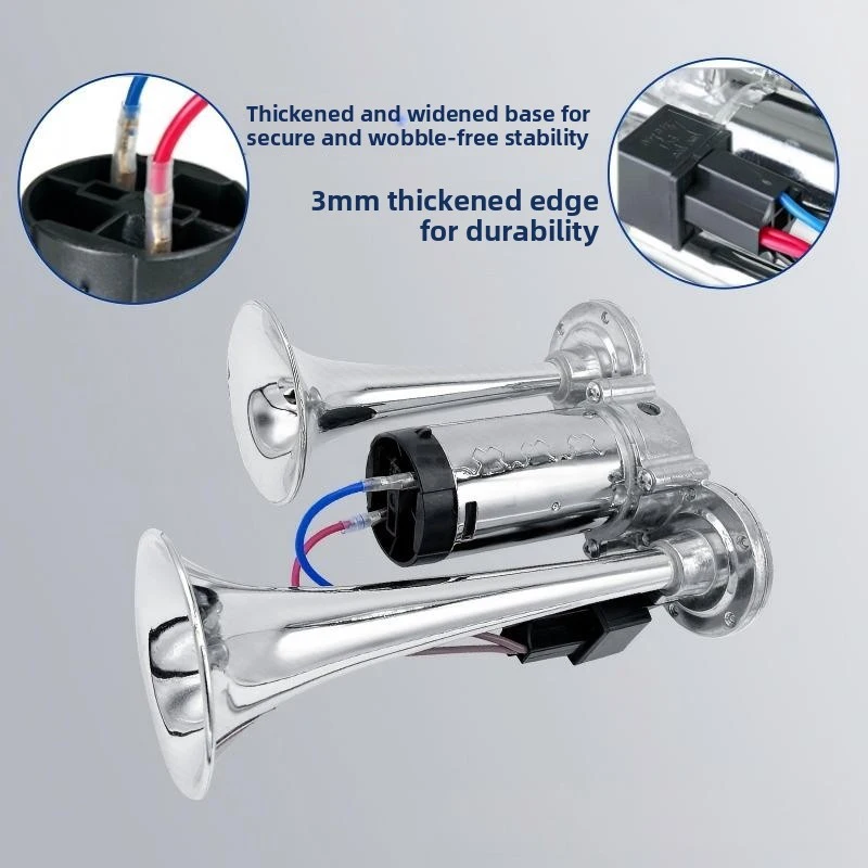 12V 24V Air Horn Siren Sound Security Alarm Signal for Truck Boat SUV Ship 150db Electric Loud Horn Dual Trumpets Speaker Auto view 3