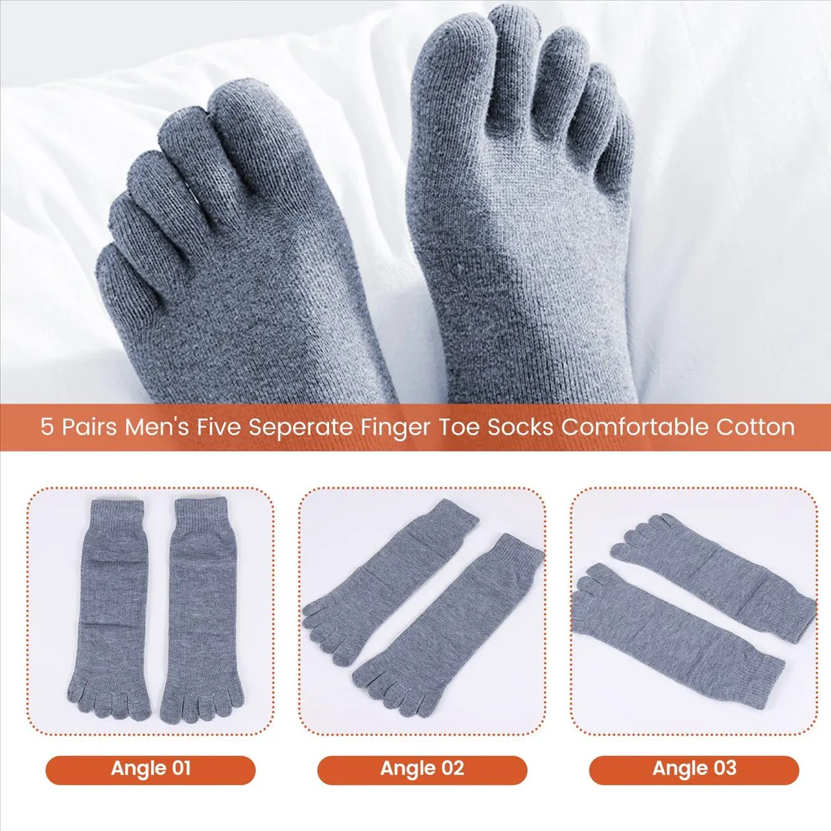 

*N21R 5 пар мужских носков с пятью отдельными пальцами, удобные хлопковые носки