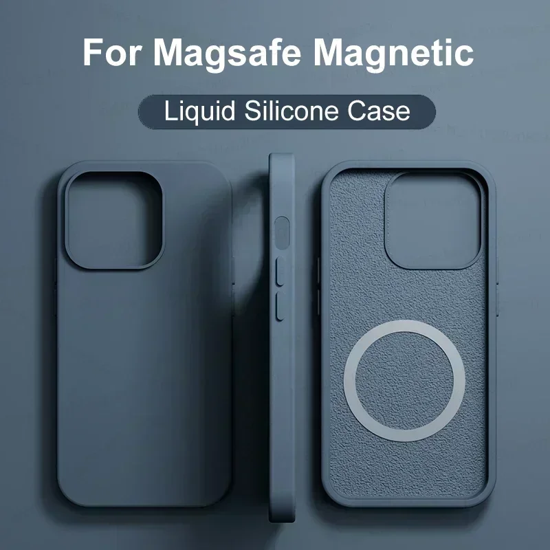 Liquid Silicone Magnetic Cases For iPhone 15 14 13  Pro Max Plus For Magsafe Case Wireless Charge Cover Phone Accessories