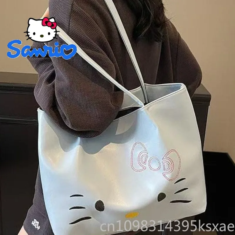 

Hello Kitty Luxury Shoulder Bag PU Leather Tote Handbag Purse for Women Cartoon Large Capacity Casual Fashion Everyday Use