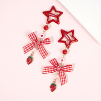 Star Strawberry Bow Hair Clips y2k Sweet Love Beads Plaid Pendant Bowknot Hairpin Barrettes Accessories For Girls Women