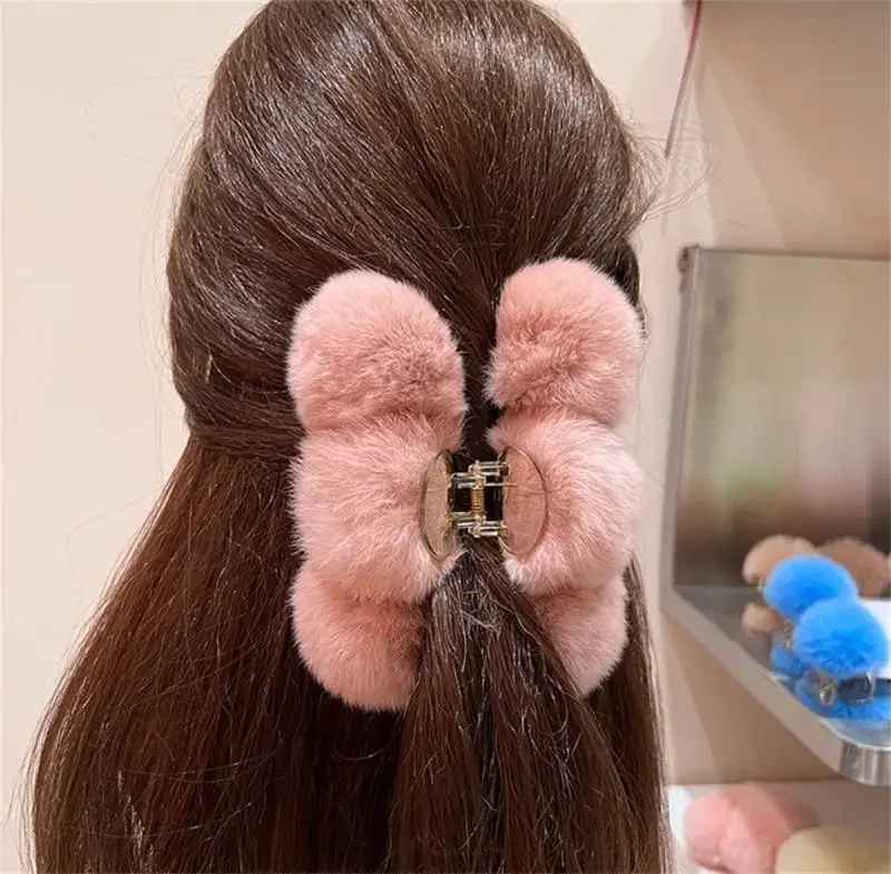 Grande pince à cheveux en fourrure de crabe pour femme et fille, pince à cheveux en peluche, grande pince requin, épingles à cheveux, Barrette, couvre-chef, accessoires pour cheveux, hiver