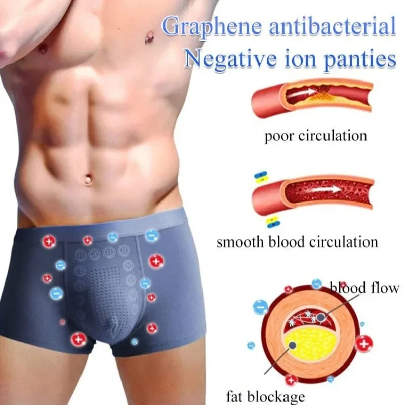 Men's underwear men's boxer shorts non-marking mid-waist comfortable anion black technology massage corner shorts men's models