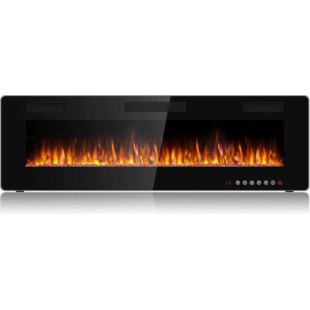 

60 Inch Electric Fireplace, Fit for 2 X 4 and 2 X 6 Stud, 12 Adjustable Flame Color, Touch Screen Remote Control with 8h Timer