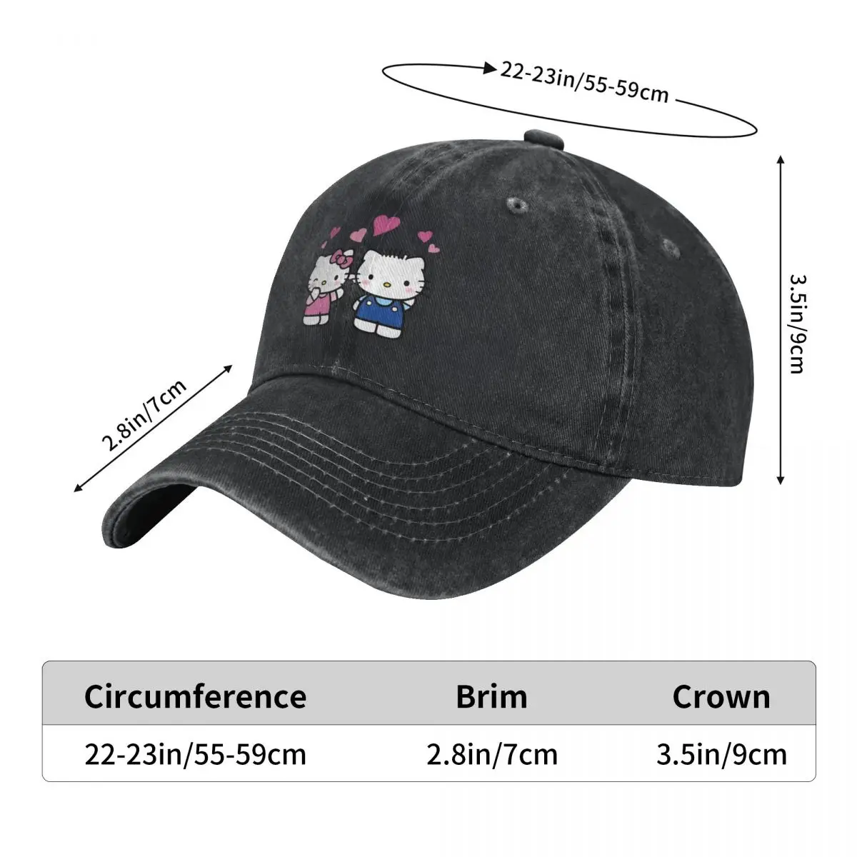 Sanurgente-Casquette de baseball en denim de dessin animé Hello Kitty, chapeau de camionneur de gym en plein air, casquettes de baseball rétro Y2K, pare-soleil d'été pour hommes adultes