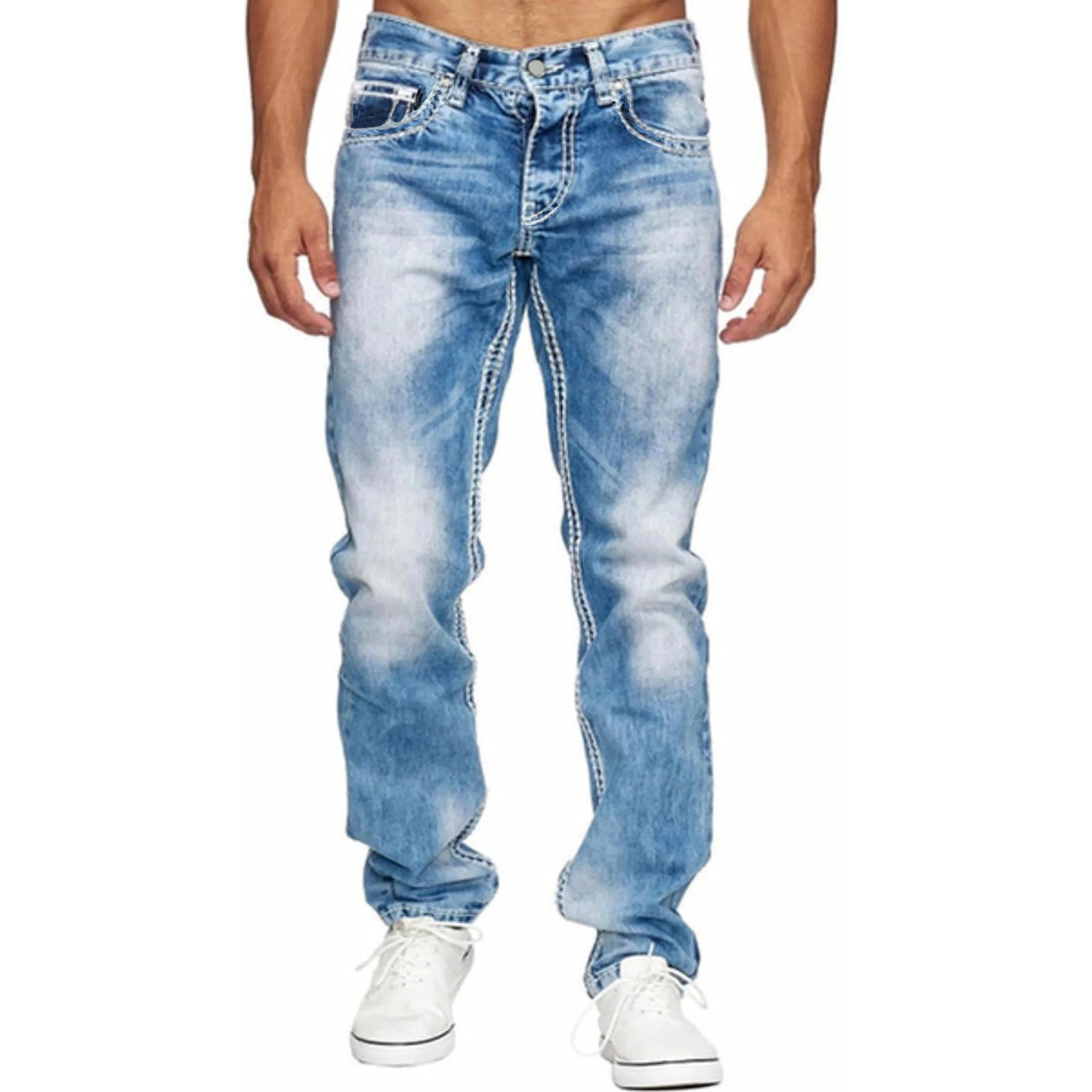 

Men's High Quality Straight Leg Jeans - Perfect For Daily Commutes And Casual Outings