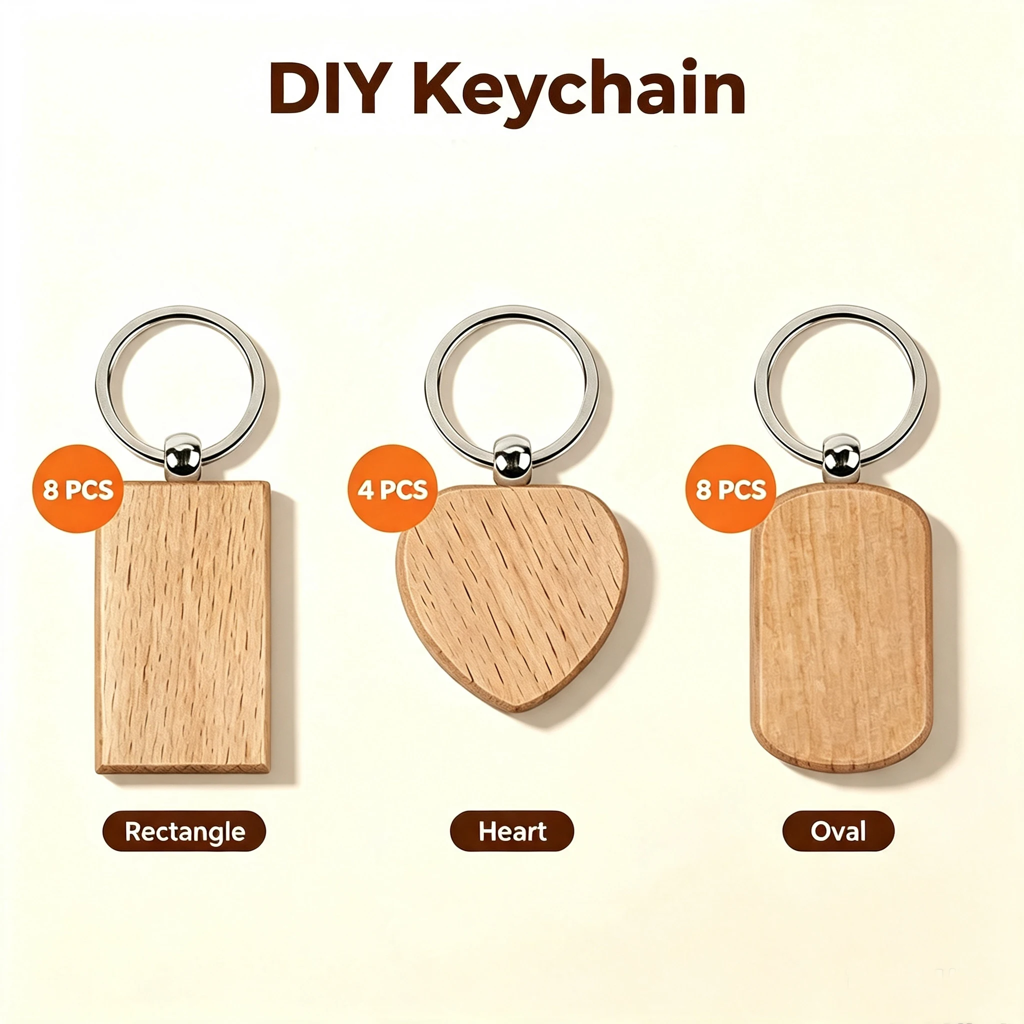 พวงกุญแจไม้ดิบ 20 ชิ้น รูปทรงส - Wood Ring Blank บทวิจารณ์และราคา