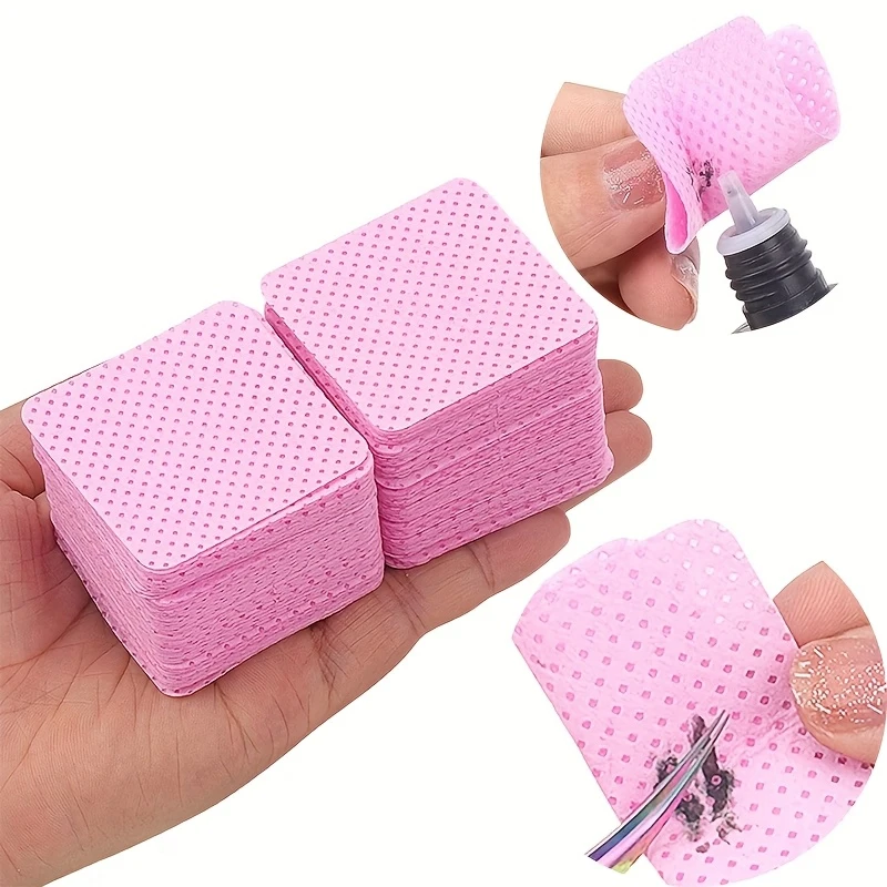 100 ピース/パック糸くずの出ないまつげ接着剤ワイプ紙ジェルポリッシュリムーバーきれいな月の接着剤ボトル綿パッド美容クリーニングツール 6