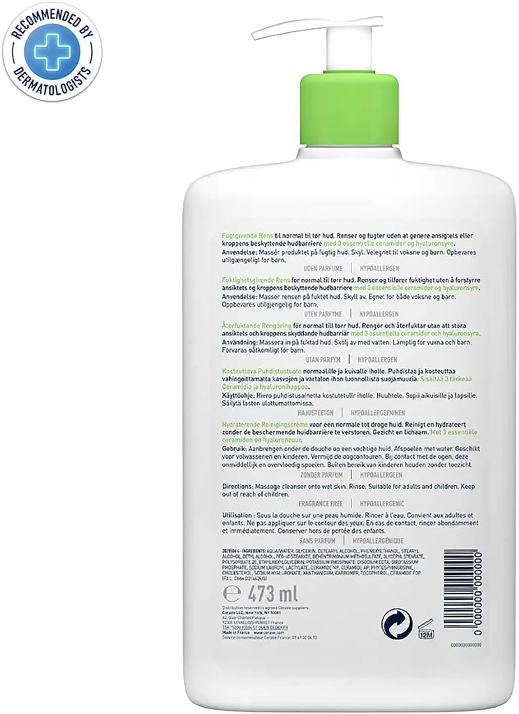 CeraVe 473ml Daily Cleansing Milk, Comfort Hydrating Wash for Normal and Dry Skin Types