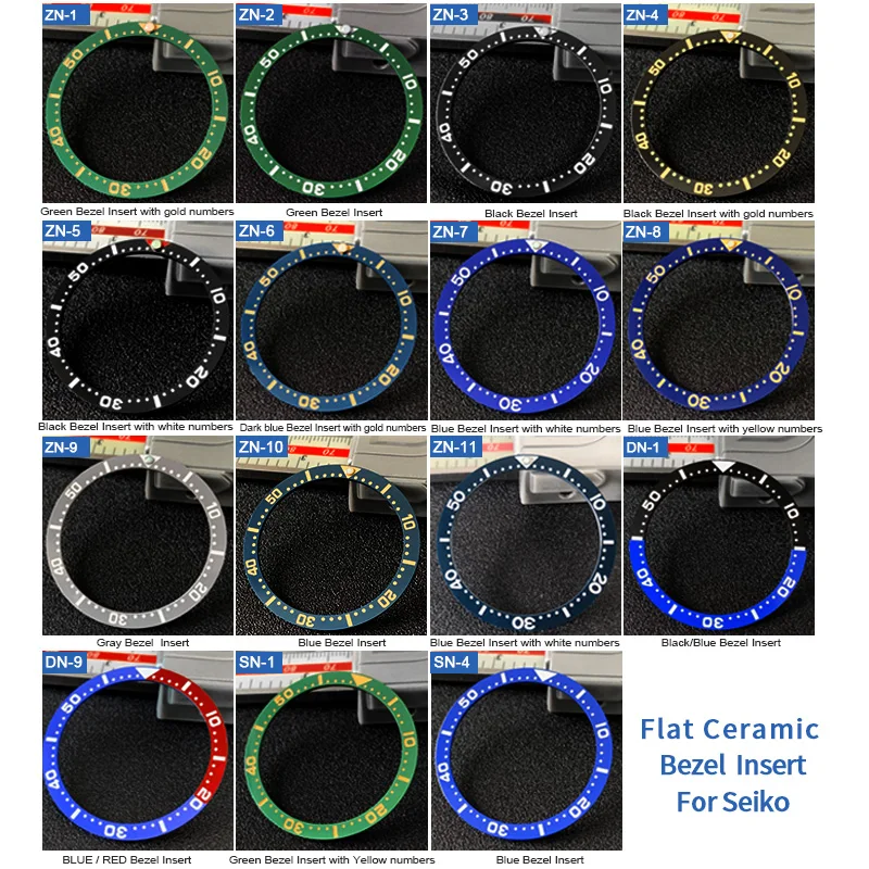 Flat Ceramic Bezel insert 38*31.5mm  Luminous  pip at 12 For SKX007 SRPD SKX009 watch parts