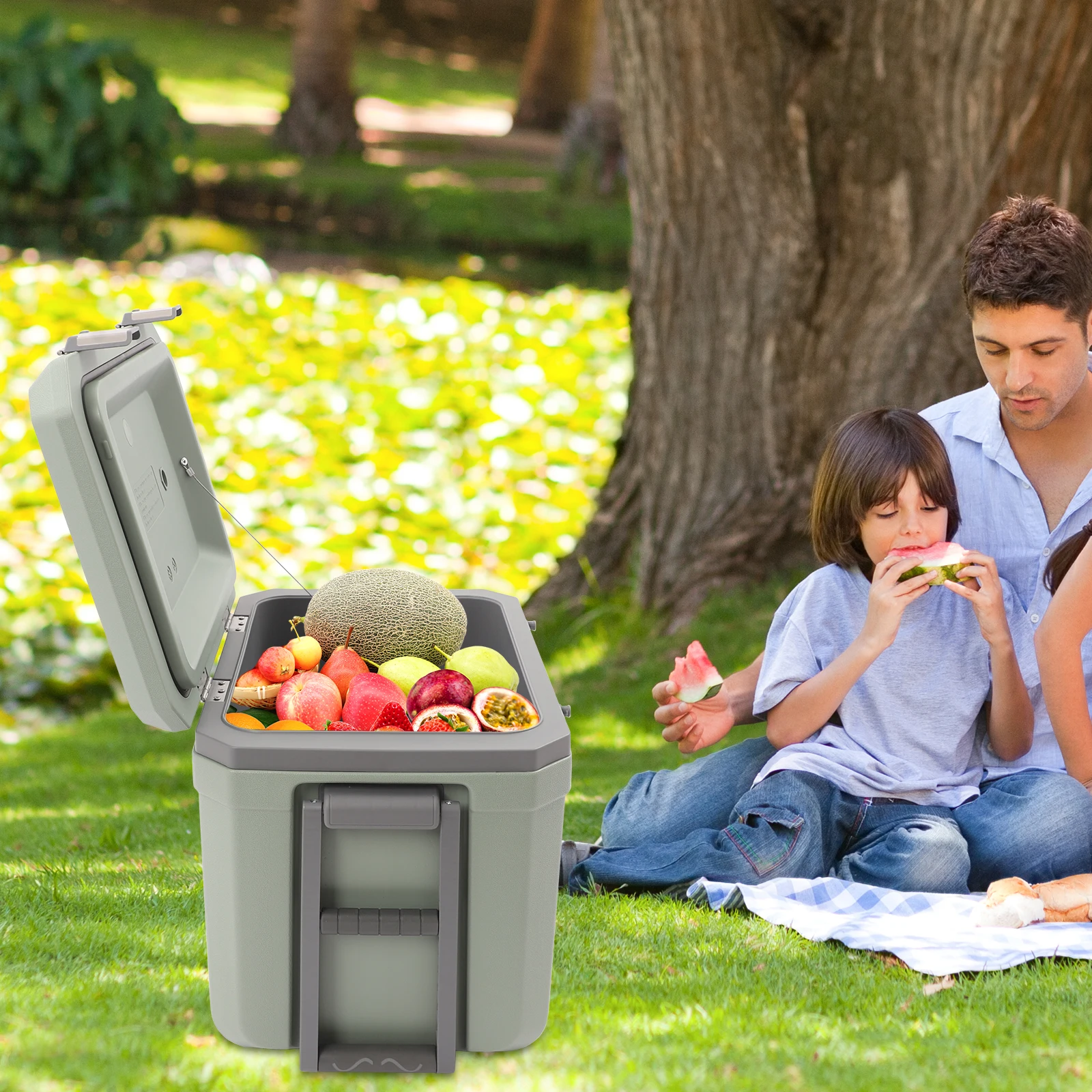 

45 L Insulated Portable Cooler with Handle Picnic Ice Bucket Heat Preservation Food Storage Cooler Box for Camping Tailgating