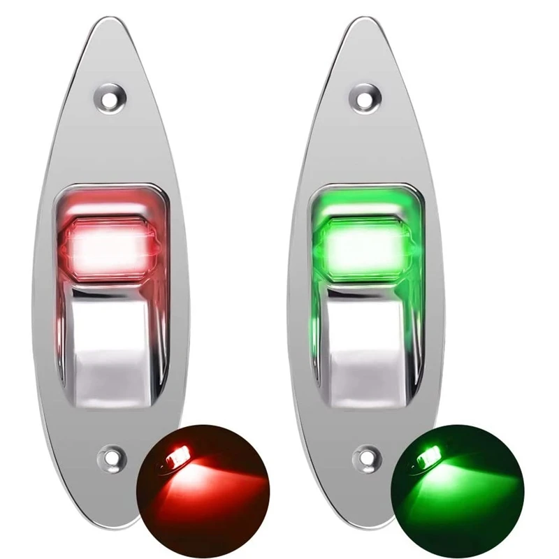 2Pcs 12V LED Navigation Light Red Green Marine Boat Side Lights Yacht Sailing Signal Lamp Side Bow Light