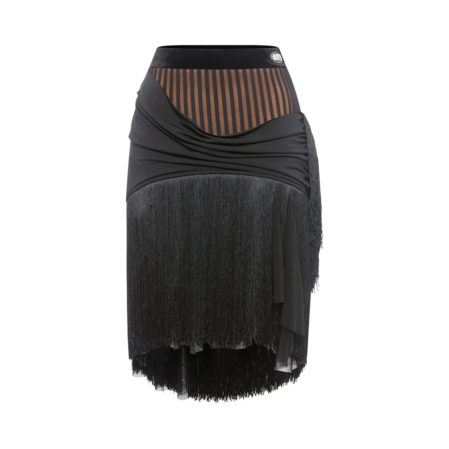 Customized DUYQ Black Tassel Half Skirt National Standard Women's Latin Dance Wear Practice Dress