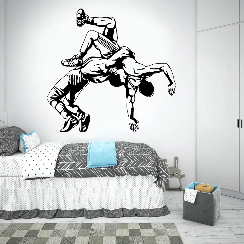 Wrestling Throw Wall Decals Vinyl Wrestler Sports GYM Matial Fighting Fan Jiu Jitsu Sticker Home Decor Living Room Bedroom Q100