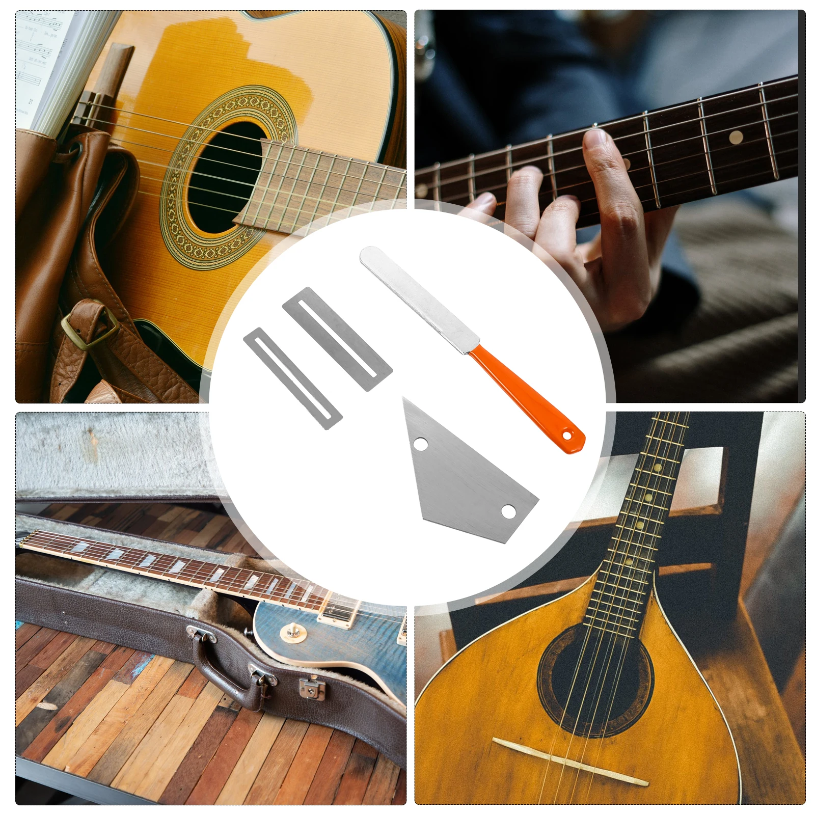 

1 set Stainless Steel Guitar Tool Set Fret Leveling Ruler Nut File Protector Repair Kit for Guitar Bass Luthier Workshop