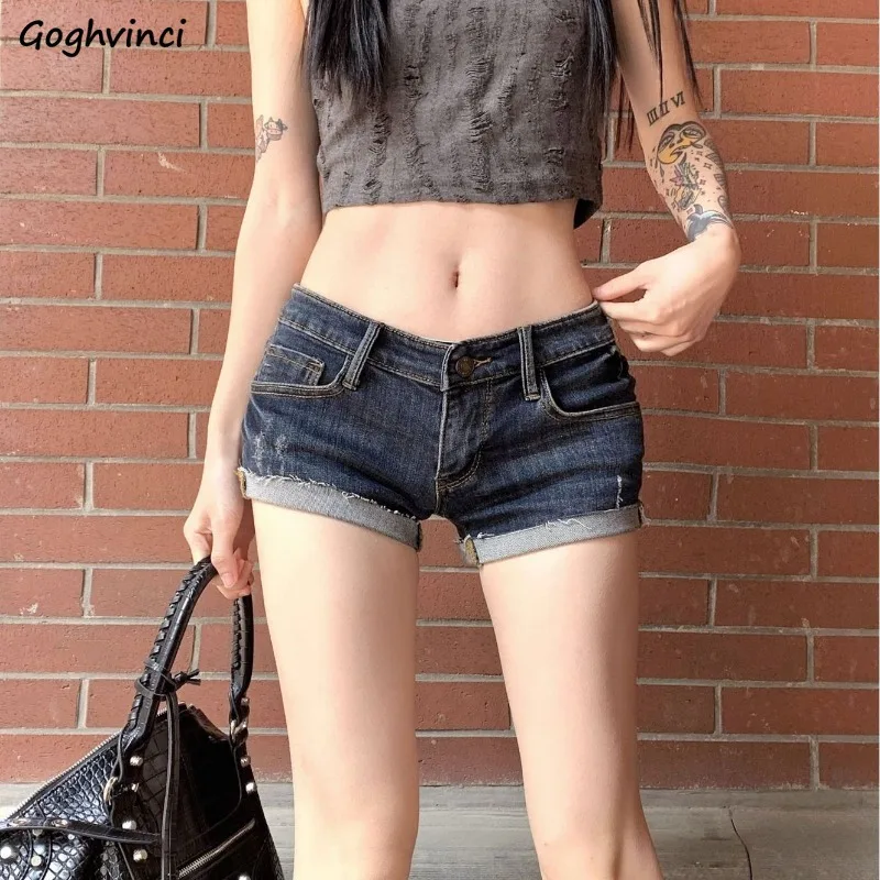 Solid Denim Shorts Women Low Waist Short Sexy Fashion All-match American Retro Summer Zipper Single Button Slim Hotsweet Cozy