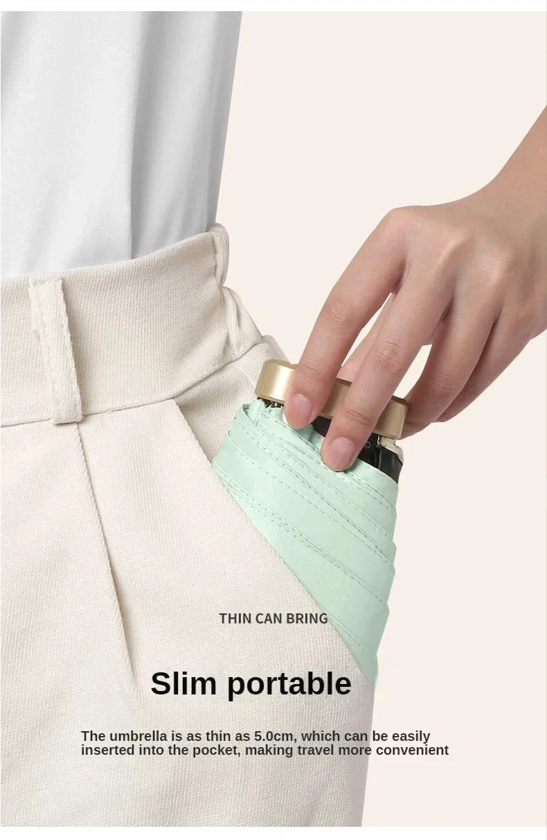 Mini-Sonnenschirm, kleiner Taschenschirm, Vinyl-Faltschirm, UV-Schutz, Sonnenschutz, Taschenparasol, Kapselschirm – Detail 7