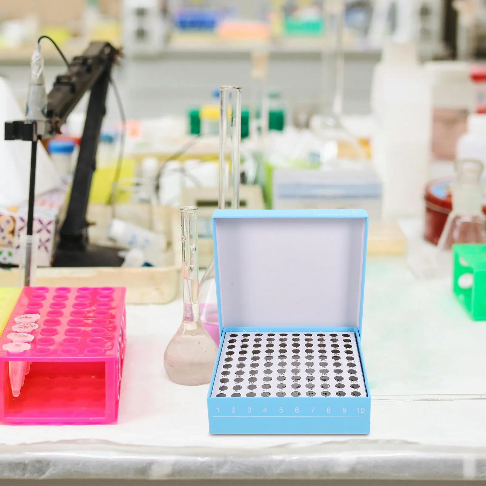 

Lab Storage Box Microcentrifuge Tube Container Sturdy Freezer Storage Holder Multiple Grids For Sample Organization