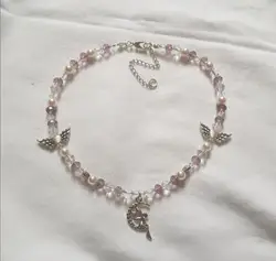 Goblincore Cute Purple Fairy Necklace Cute Beaded Bead Hand Assembled Pastel Fairy Core Choker/Hippy Jewelry/Fairy Necklace/Wicc