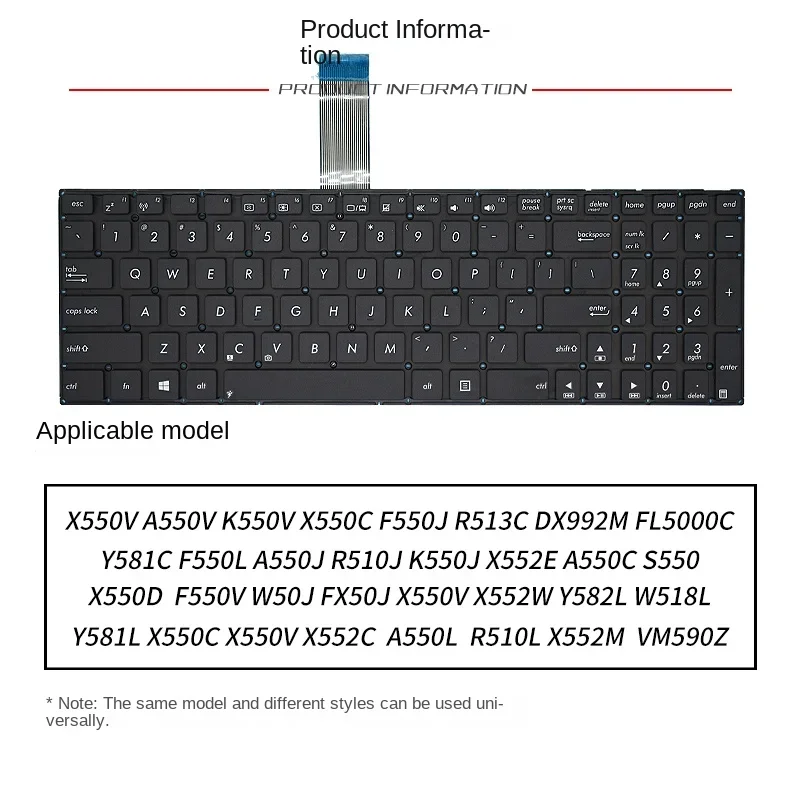 replace suit for ASUS X550V F550J X552W Y582L A550J R510J W518L Y581L K550J Laptop keyboard