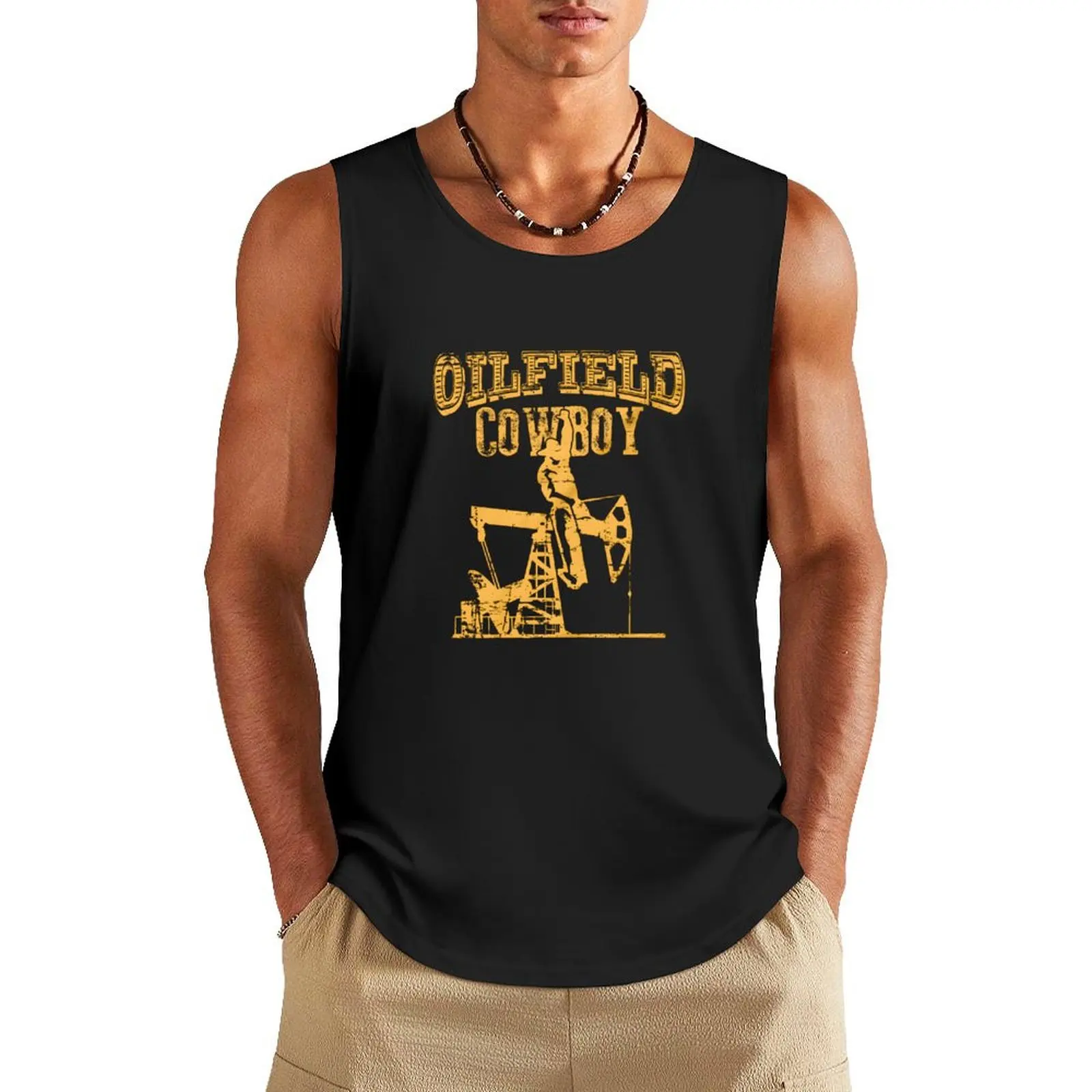 Oilfield Cowboy Tank Top sleeveless shirt man fitness clothing for men