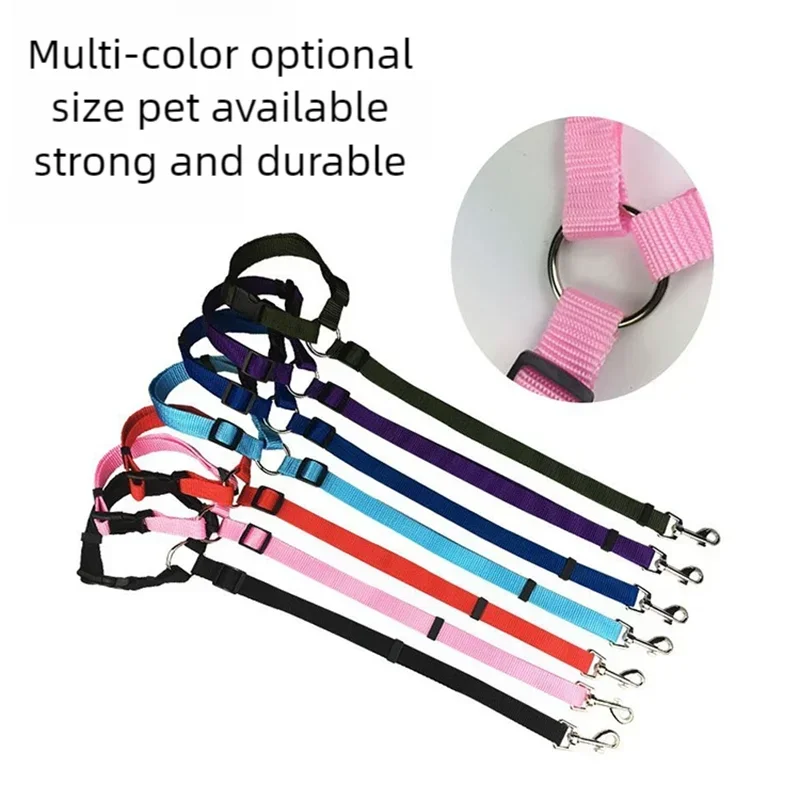 Solid Color 2 In 1 Pet Car Seat Belt Adjustable Nylon Dog Lead Leash Backseat Safety Belt For Dog Harness Collar Pet Accessories
