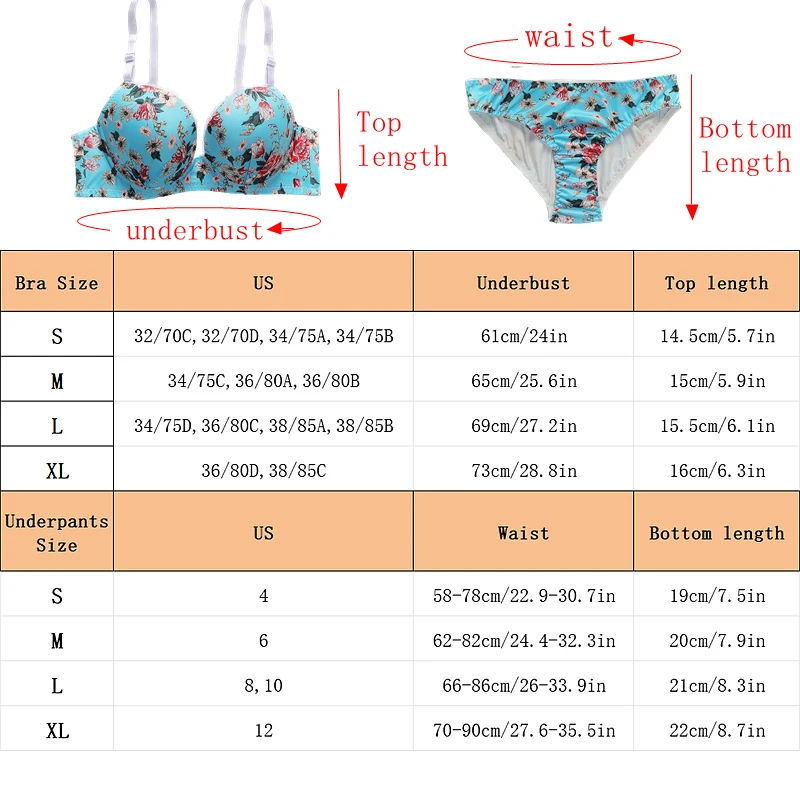 Sexy Push Up Bra & Brief Sets Lingerie Set Floral Print Seamless Underwire Cami Bra & Panties Women\'s Lingerie & Underwear