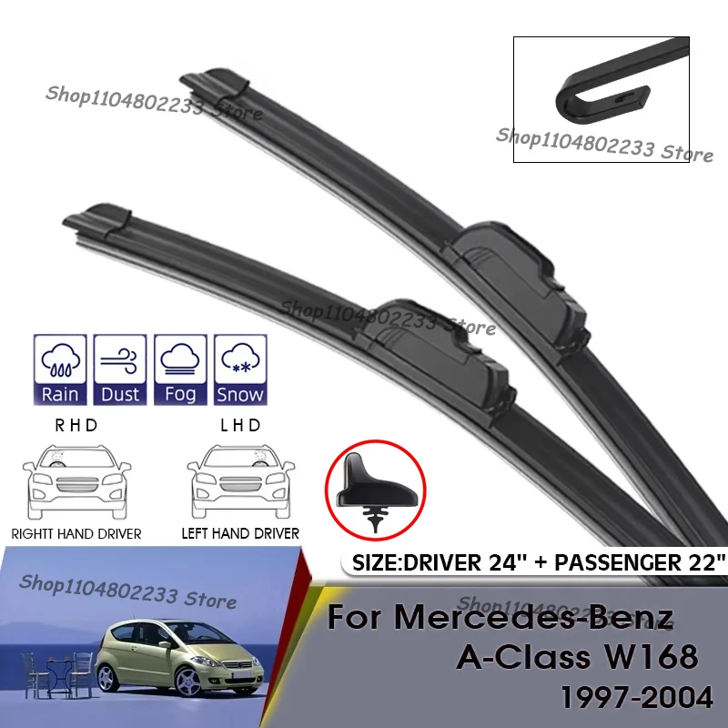 

Car Wiper Blades For Mercedes-Benz A-Class W168 1997-2004 Windshield Windscreen Front Window Blades 24"+22"