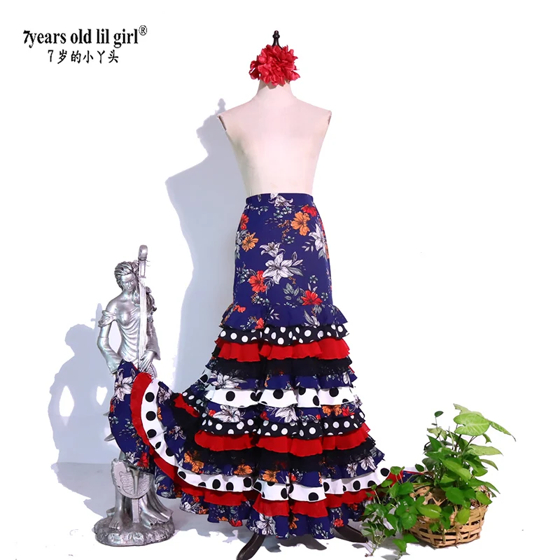 Kostium Flamenco Hiszpański Sukienka Sceniczna Kobiety Dziewczyna Cygańska Sukienka Balowa Strój Taneczny Wielokolorowy BB03