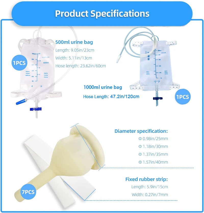 Man Portable Urine System preservativi in lattice borsa per la raccolta delle Urine con forniture per cintura Medicals sacchetti per orinatoi