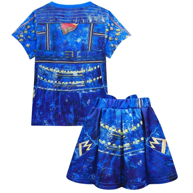 

Qq38Blue Audrey Girl Хэллоуин дети Evie Descendants Mal платье для косплея карнавальные костюмы для девочек 3-1