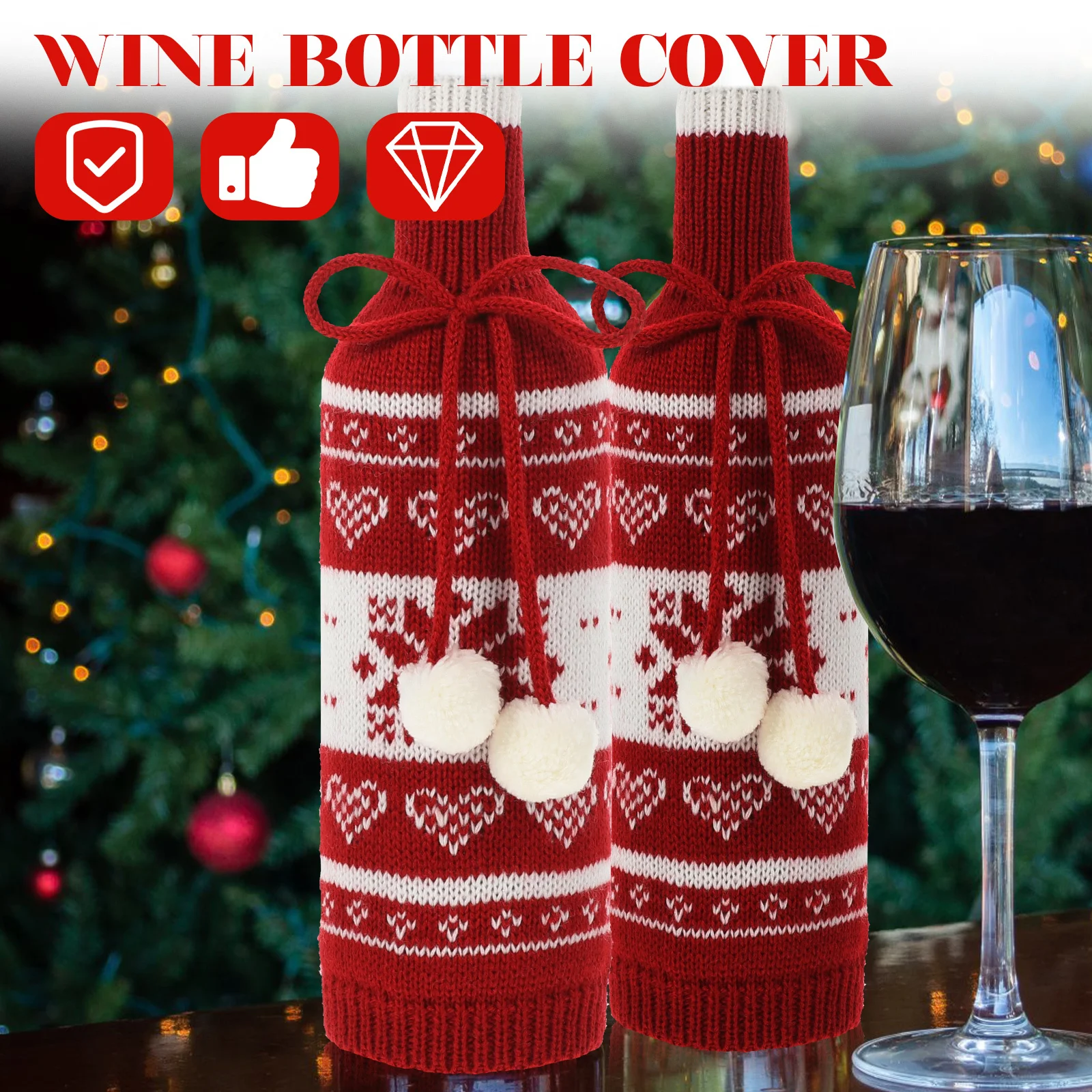 

2Pcs Christmas Wine Bottle Covers Decorative Elk Snowflake Sleeve Xmas Party Favor Wine Decoration Party Supplies