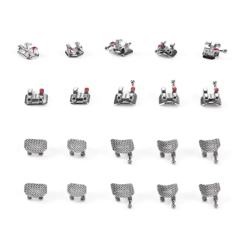 10/Package Orthodontic Brackets Arch Wire Metal Mesh Bottom Loose Brackets Dental Orthodontic Mini Metal Brackets Bracket