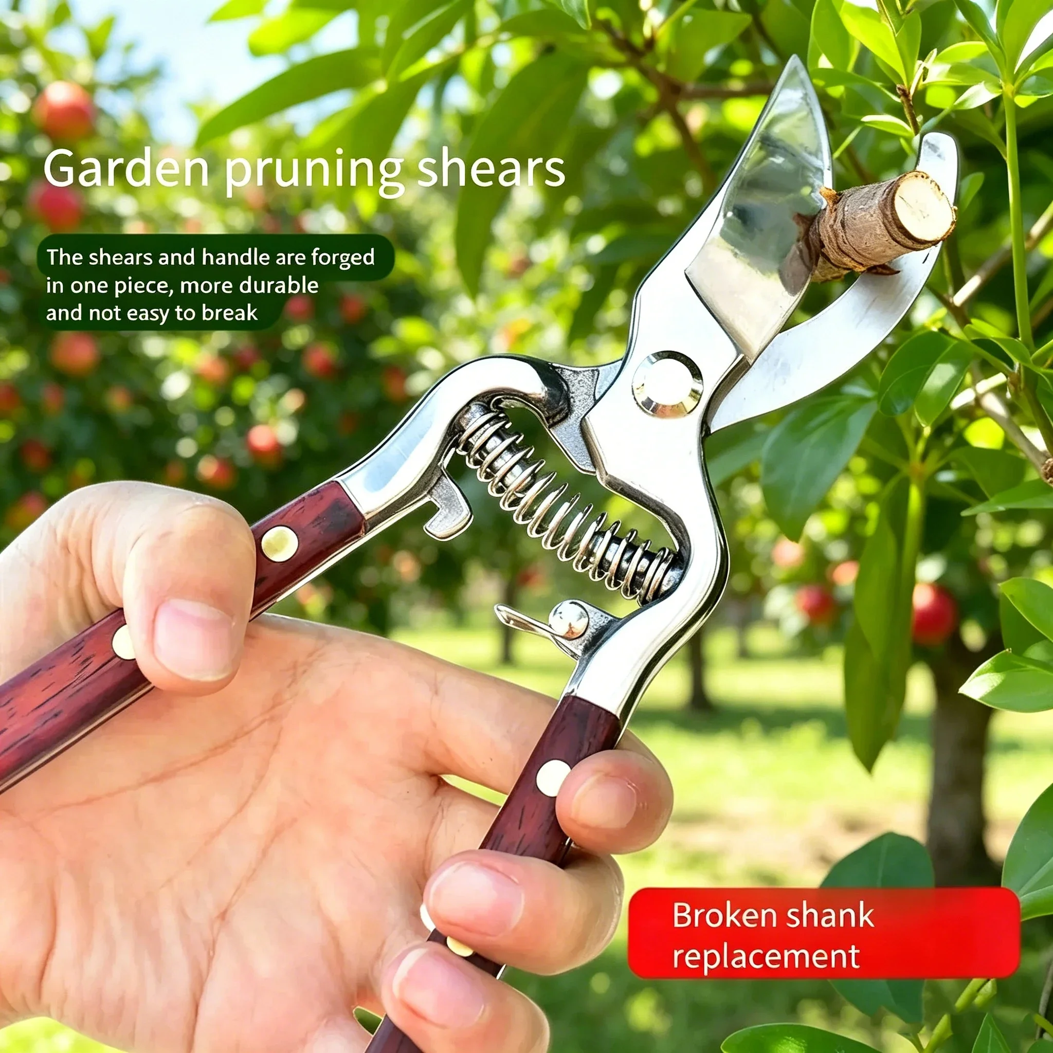 Straight Blade Heavy-Duty Pruning Shears - Multi-Purpose Garden Scissors for Fruit Trees, Vines, Flowers & Landscaping
