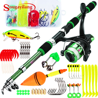 Sougayilang Spinning Fishing Rod and Reel Combo1.8M Telescopic Rod with 5.2:1 3BB Fishign Reel Max Drag 5kg Full Fishing Kit