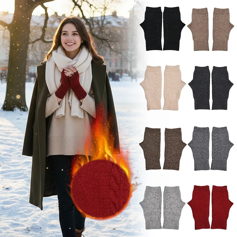 موضة مكشوفة إصبع نصف القفازات اليد حامي سميكة قفازات الكشمير الدافئة يندبروف الباردة برهان قفازات محبوكة للنساء فتاة