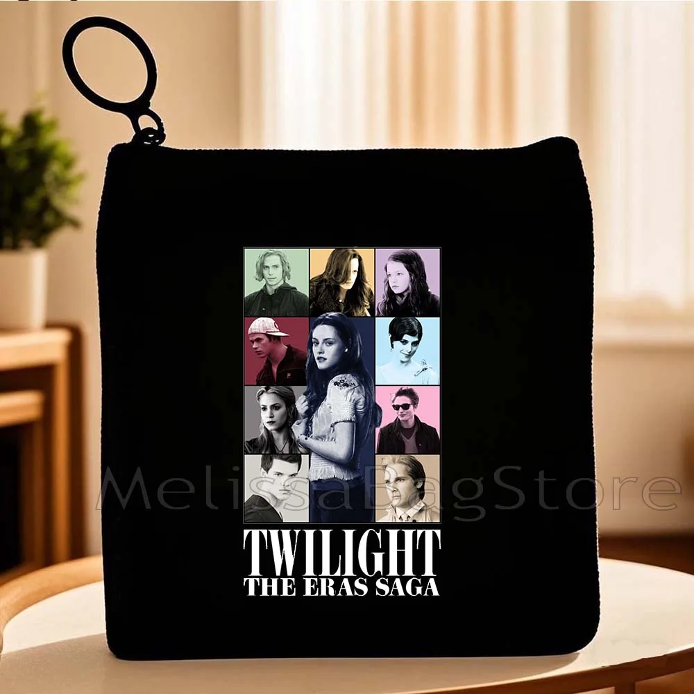 Classic Movie The Twilight Saga Edward and Bella Teen Wolf Fan Gift Canvas Coin Purse Bag Small Square Key Card Bag Wallet Pouch