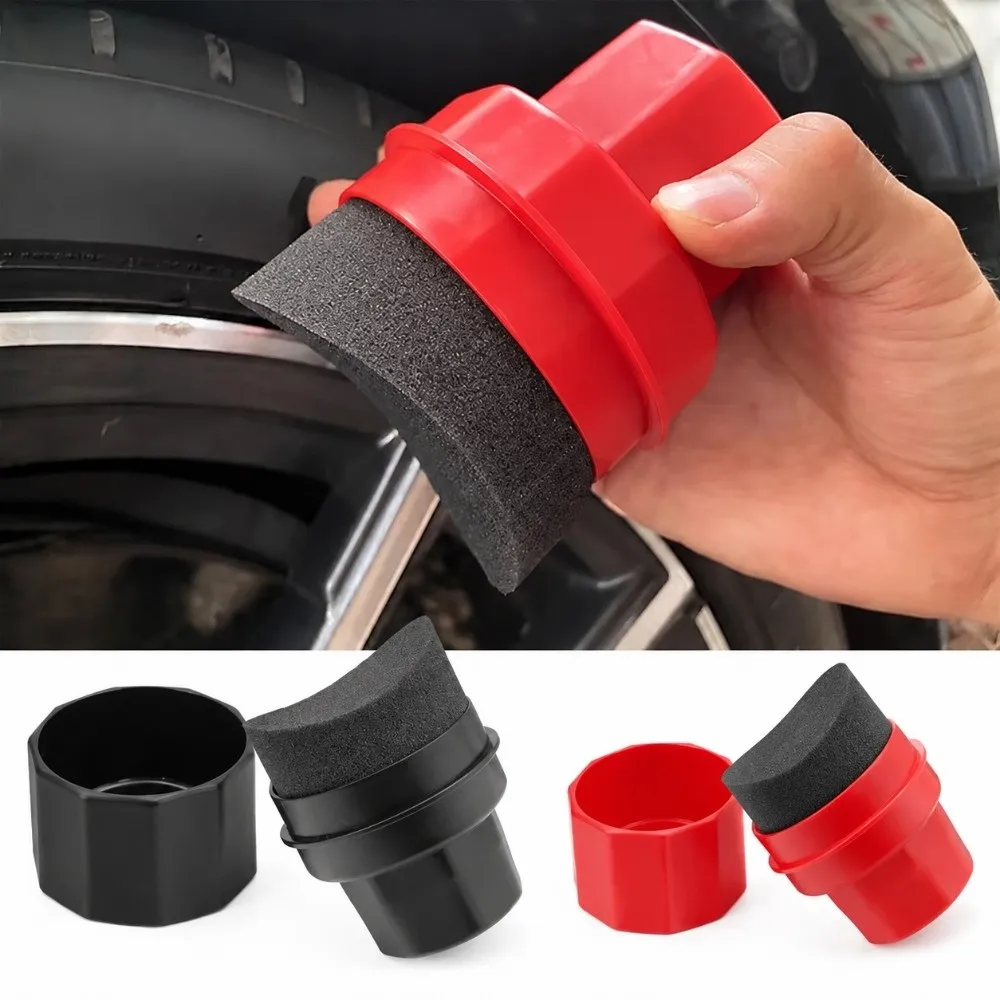 Curved Tire Polishing Sponge with Cover Reusable Tire Dressing Applicator Autotire Wax Applicator