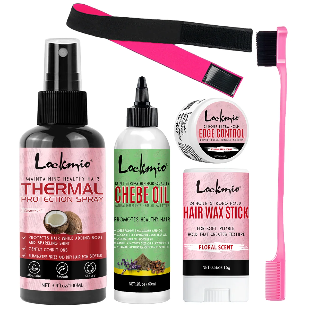 

Спрей для защиты от жары, увлажняющее и питательное масло Chebe для глубокого кондиционирования, натуральный воск для укладки, гель для фиксации непослушных волос.