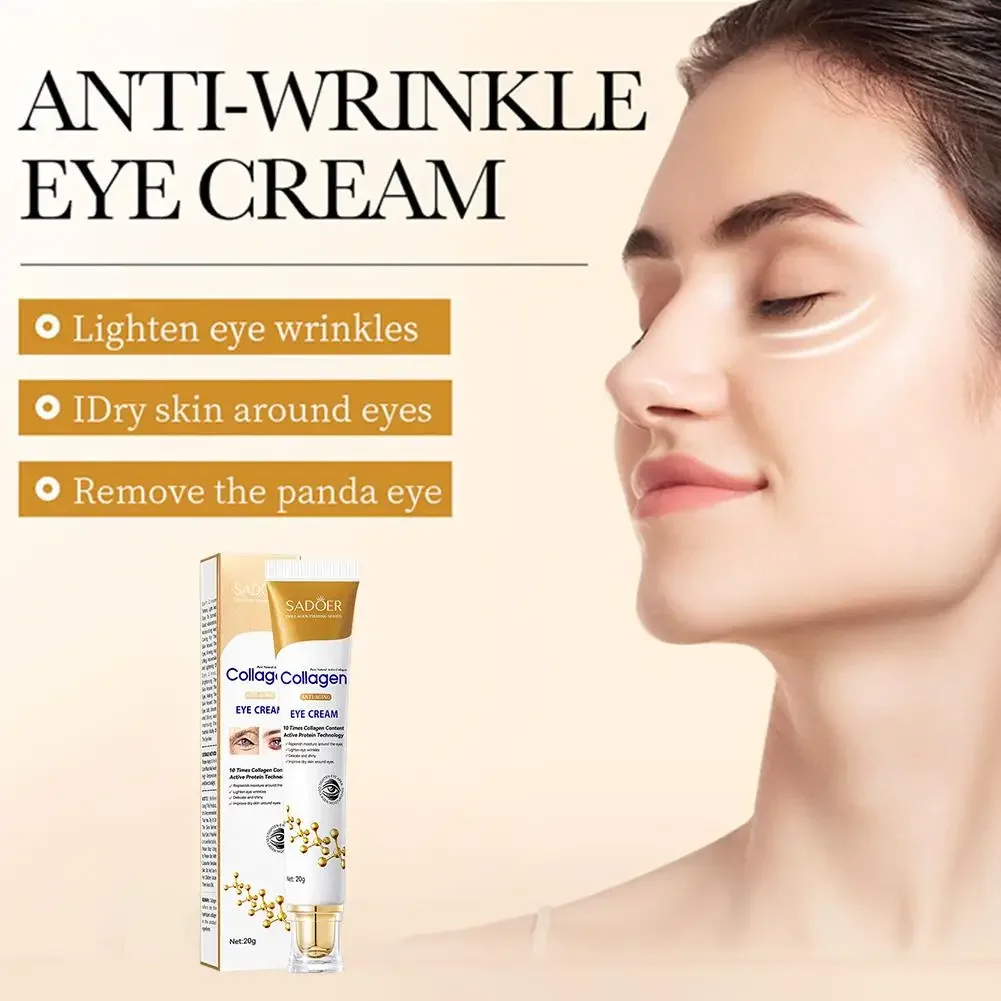 SADOER Instant Eye Bag Removal Cream Collagen Anti-Wrinkle Fade Fine Lines Firming Skin Anti Dark Circle Puffiness Brighten Eye