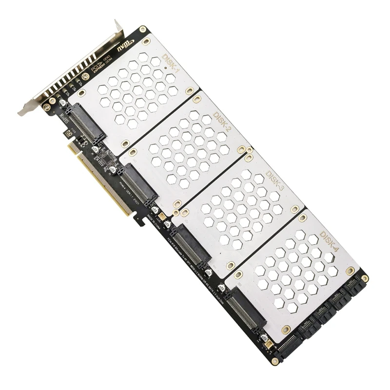 PH46-4 4-Disk SFF8639 U.2 NVME & SATA 2.5-Inch Hard Drive To PCIE4.0 Split Card PCIE4.0 X16 Hard Disk Adapter Card